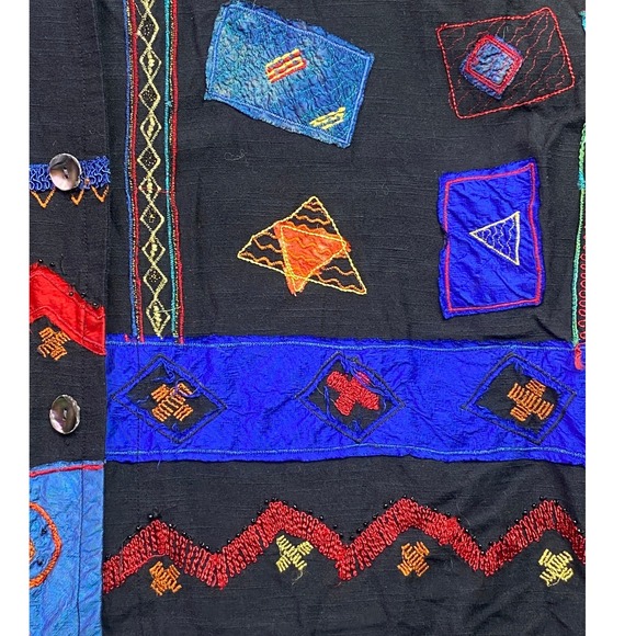 Chicos Design Shirt Womens 1XL Embroidered AOP Jacket Wearable Art Streetwear - Picture 3 of 7